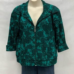 Kim Rogers green and black zip up jacket